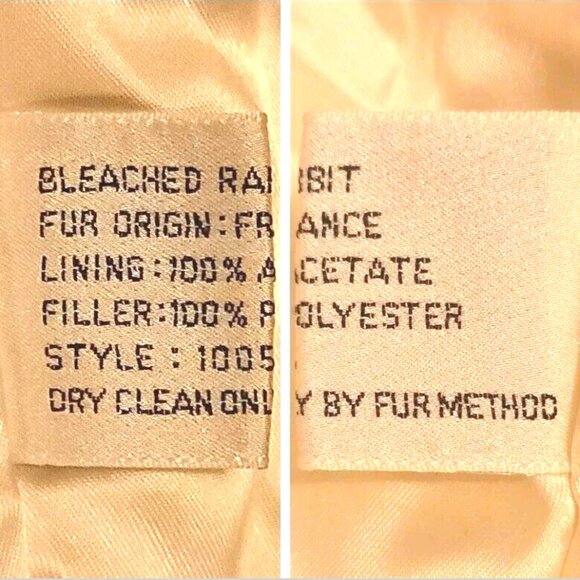 VTG Wilsons Mobwife Cropped Bleached Rabbit Fur Full Zip White Bomber Jacket M - Picture 9 of 9